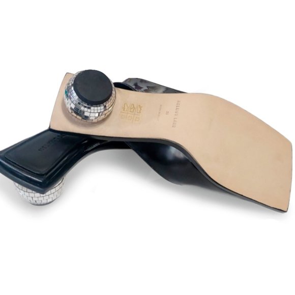 Helmut Lang H09HA021 Square Toe Disco Ball Heel Size 38 EU Women Black Sandals - Picture 6 of 12